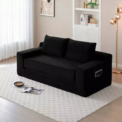 Canapé convertible 2-en-1 moderne Okak sans accoudoirs avec mousse à mémoire de forme, futon en velours côtelé pour salon, appartement