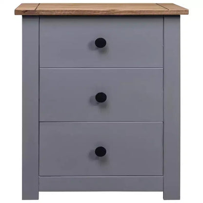 Table de Chevet Gris et Pin Massif Naturel 46x40x57 cm