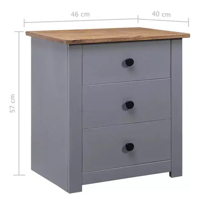 Table de Chevet Gris et Pin Massif Naturel 46x40x57 cm
