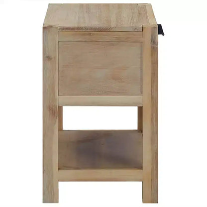 Table de chevet Bois naturel Bois d'acacia massif, MDF, placage d'acacia Petite