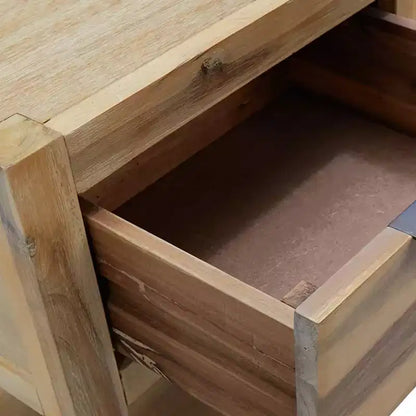 Table de chevet Bois naturel Bois d'acacia massif, MDF, placage d'acacia Petite