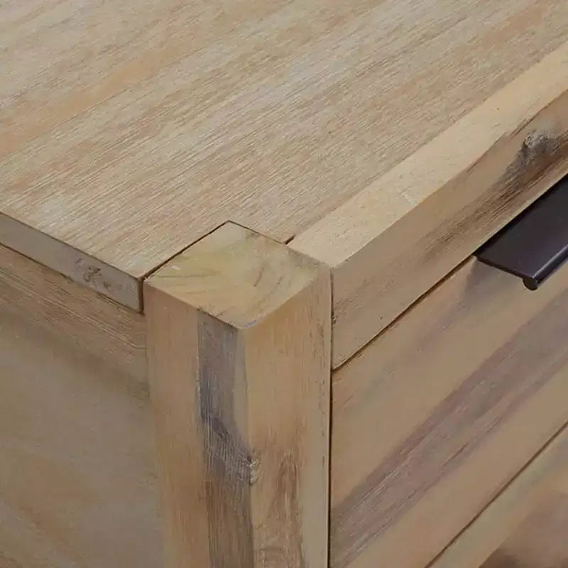 Table de chevet Bois naturel Bois d'acacia massif, MDF, placage d'acacia Petite