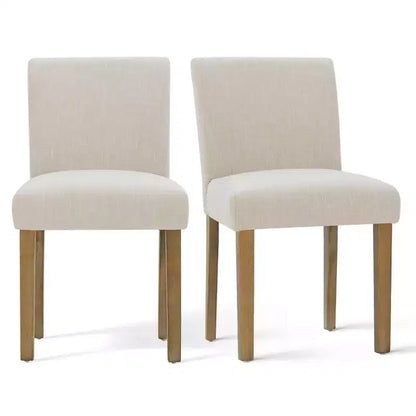 Lot de 2 chaises de salle à manger sans accoudoirs, chaises de salle à manger Parsons avec pieds en bois, chaises de cuisine rembourrées en lin pour salle à manger - Panipeachy