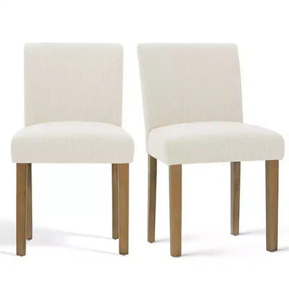 Lot de 2 chaises de salle à manger sans accoudoirs, chaises de salle à manger Parsons avec pieds en bois, chaises de cuisine rembourrées en lin pour salle à manger - Panipeachy