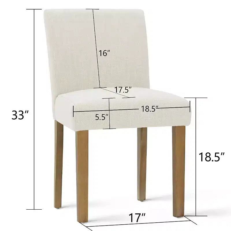 Lot de 2 chaises de salle à manger sans accoudoirs, chaises de salle à manger Parsons avec pieds en bois, chaises de cuisine rembourrées en lin pour salle à manger - Panipeachy