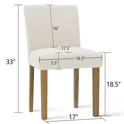Lot de 2 chaises de salle à manger sans accoudoirs, chaises de salle à manger Parsons avec pieds en bois, chaises de cuisine rembourrées en lin pour salle à manger - Panipeachy