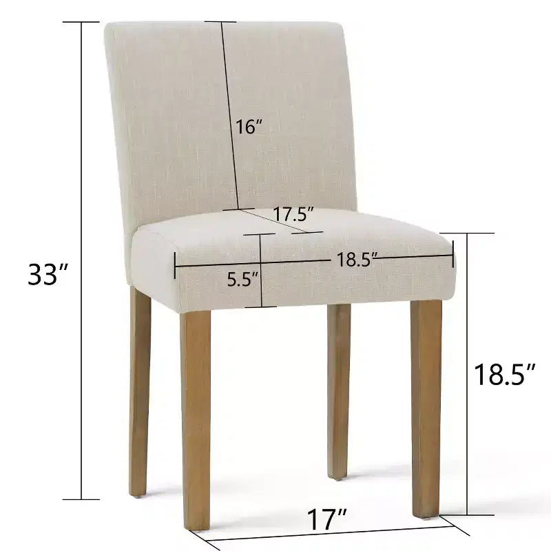 Lot de 2 chaises de salle à manger sans accoudoirs, chaises de salle à manger Parsons avec pieds en bois, chaises de cuisine rembourrées en lin pour salle à manger - Panipeachy