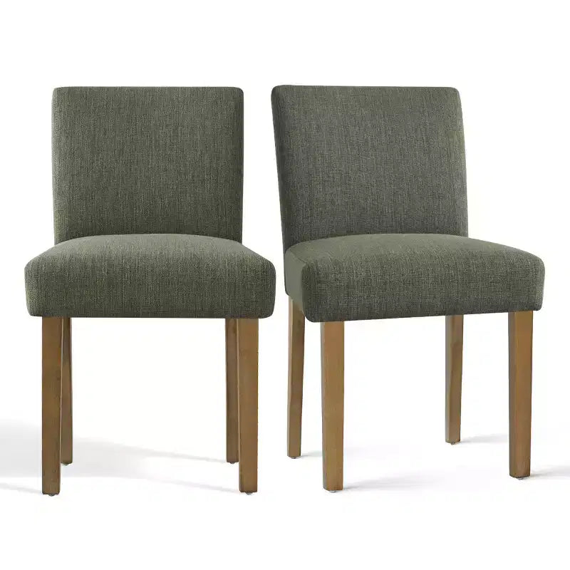 Lot de 2 chaises de salle à manger sans accoudoirs, chaises de salle à manger Parsons avec pieds en bois, chaises de cuisine rembourrées en lin pour salle à manger - Panipeachy