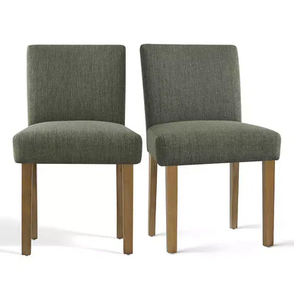 Lot de 2 chaises de salle à manger sans accoudoirs, chaises de salle à manger Parsons avec pieds en bois, chaises de cuisine rembourrées en lin pour salle à manger - Panipeachy