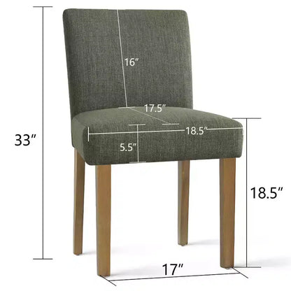 Lot de 2 chaises de salle à manger sans accoudoirs, chaises de salle à manger Parsons avec pieds en bois, chaises de cuisine rembourrées en lin pour salle à manger - Panipeachy