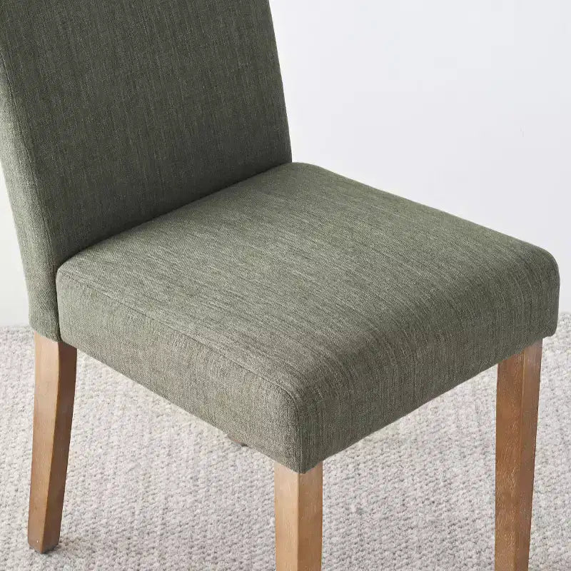 Lot de 2 chaises de salle à manger sans accoudoirs, chaises de salle à manger Parsons avec pieds en bois, chaises de cuisine rembourrées en lin pour salle à manger - Panipeachy