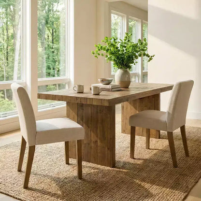 Upholstered Armless Dining Chairs Set of 2, Parsons Dining Room Chairs with Wood Legs, Linen Padded Kitchen Chairs for Dining Room - Panipeachy