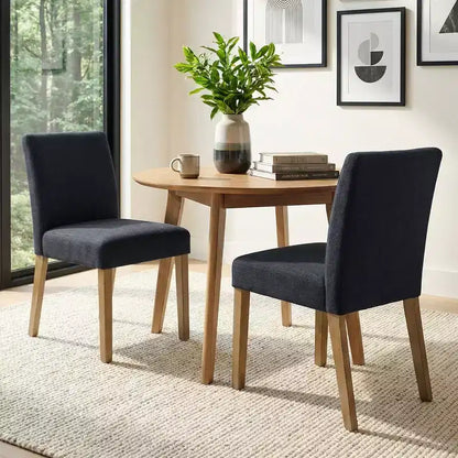 Lot de 2 chaises de salle à manger sans accoudoirs, chaises de salle à manger Parsons avec pieds en bois, chaises de cuisine rembourrées en lin pour salle à manger - Panipeachy