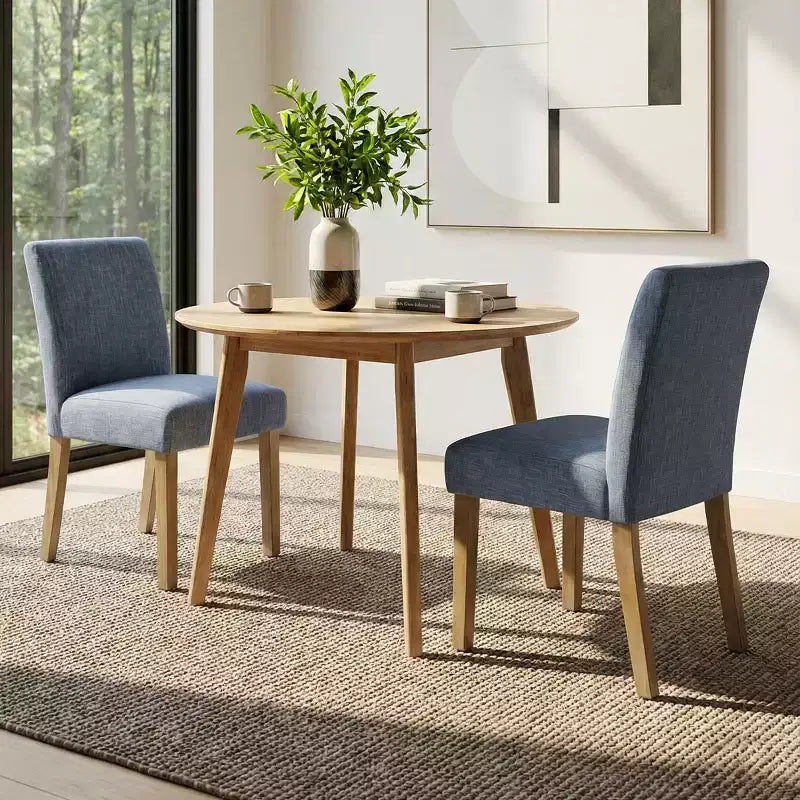 Lot de 2 chaises de salle à manger sans accoudoirs, chaises de salle à manger Parsons avec pieds en bois, chaises de cuisine rembourrées en lin pour salle à manger - Panipeachy