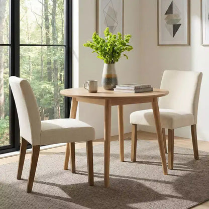 Lot de 2 chaises de salle à manger sans accoudoirs, chaises de salle à manger Parsons avec pieds en bois, chaises de cuisine rembourrées en lin pour salle à manger - Panipeachy