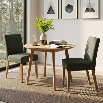 Lot de 2 chaises de salle à manger sans accoudoirs, chaises de salle à manger Parsons avec pieds en bois, chaises de cuisine rembourrées en lin pour salle à manger - Panipeachy