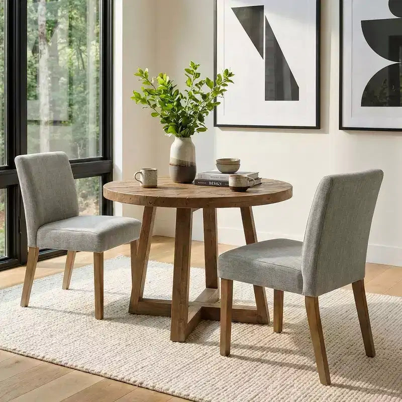 Lot de 2 chaises de salle à manger sans accoudoirs, chaises de salle à manger Parsons avec pieds en bois, chaises de cuisine rembourrées en lin pour salle à manger - Panipeachy