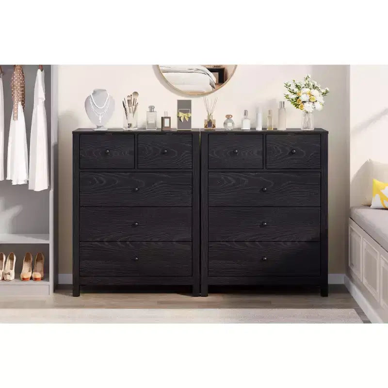 Commode 5 tiroirs Acekool, meuble de rangement vertical moderne avec tiroirs pour chambre, entrée ou bureau à domicile