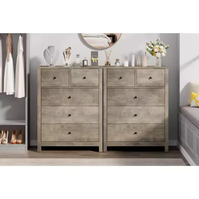 Commode 5 tiroirs Acekool, meuble de rangement vertical moderne avec tiroirs pour chambre, entrée ou bureau à domicile