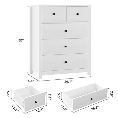 Commode 5 tiroirs Acekool, meuble de rangement vertical moderne avec tiroirs pour chambre, entrée ou bureau à domicile