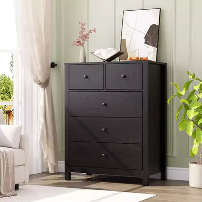 Commode 5 tiroirs Acekool, meuble de rangement vertical moderne avec tiroirs pour chambre, entrée ou bureau à domicile