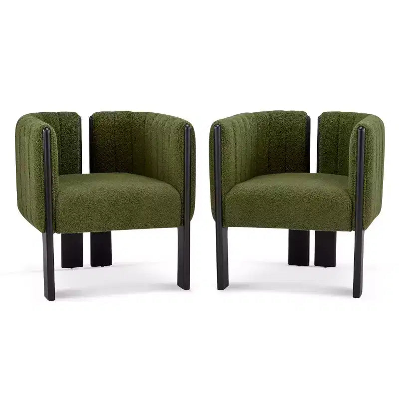 Lot de 2 chaises de salle à manger modernes et élégantes en tissu bouclé avec pieds en bois, chaises d'appoint pour salon, cuisine élégante ou salle à manger - Panipeachy