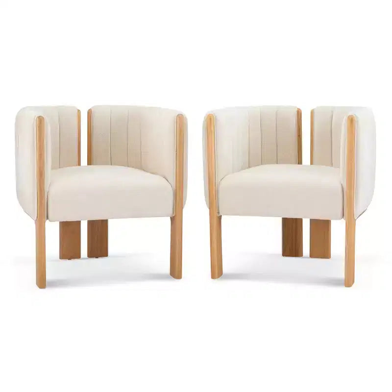 Lot de 2 chaises de salle à manger modernes et élégantes en tissu bouclé avec pieds en bois, chaises d'appoint pour salon, cuisine élégante ou salle à manger - Panipeachy
