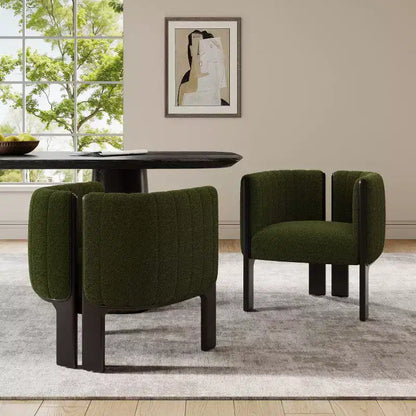 Lot de 2 chaises de salle à manger modernes et élégantes en tissu bouclé avec pieds en bois, chaises d'appoint pour salon, cuisine élégante ou salle à manger - Panipeachy