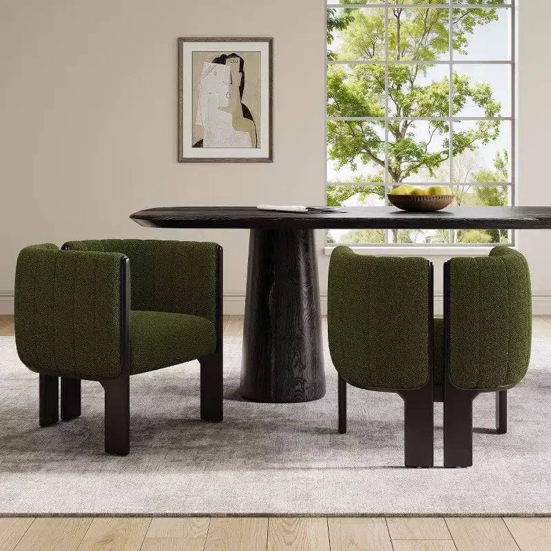 Lot de 2 chaises de salle à manger modernes et élégantes en tissu bouclé avec pieds en bois, chaises d'appoint pour salon, cuisine élégante ou salle à manger - Panipeachy