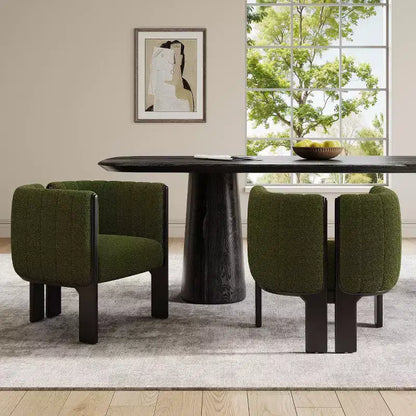 Lot de 2 chaises de salle à manger modernes et élégantes en tissu bouclé avec pieds en bois, chaises d'appoint pour salon, cuisine élégante ou salle à manger - Panipeachy
