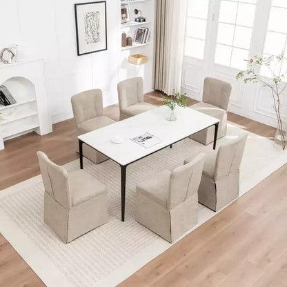 Lot de 2 chaises de salle à manger modernes en lin avec assise et dossier rembourrés, chaises de salle à manger sans accoudoirs rembourrées pour salle à manger ou cuisine-Panipeachy