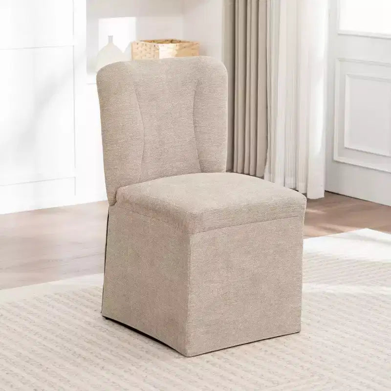 Lot de 2 chaises de salle à manger modernes en lin avec assise et dossier rembourrés, chaises de salle à manger sans accoudoirs rembourrées pour salle à manger ou cuisine-Panipeachy