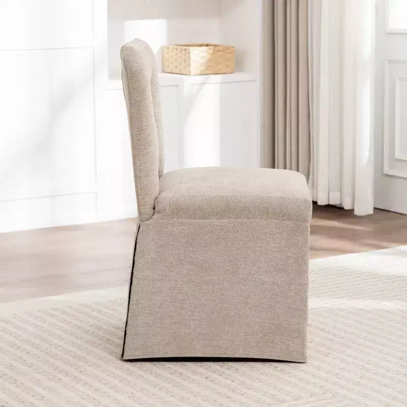 Lot de 2 chaises de salle à manger modernes en lin avec assise et dossier rembourrés, chaises de salle à manger sans accoudoirs rembourrées pour salle à manger ou cuisine-Panipeachy