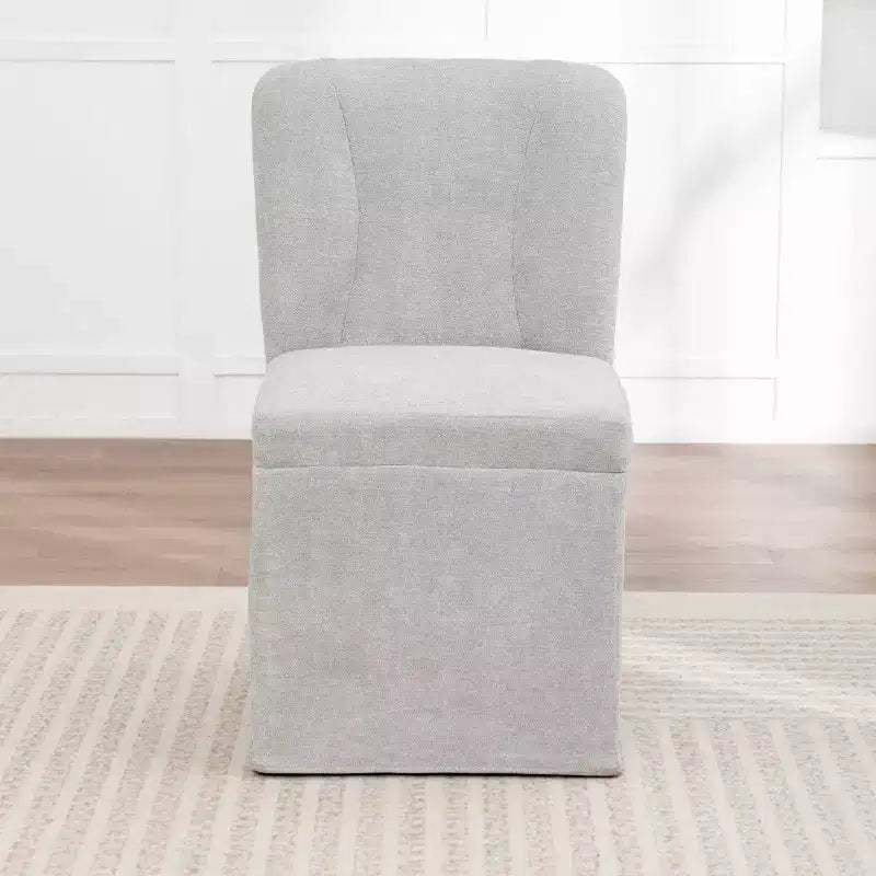 Lot de 2 chaises de salle à manger modernes en lin avec assise et dossier rembourrés, chaises de salle à manger sans accoudoirs rembourrées pour salle à manger ou cuisine-Panipeachy