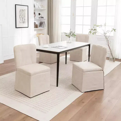 Lot de 2 chaises de salle à manger modernes en lin avec assise et dossier rembourrés, chaises de salle à manger sans accoudoirs rembourrées pour salle à manger ou cuisine-Panipeachy