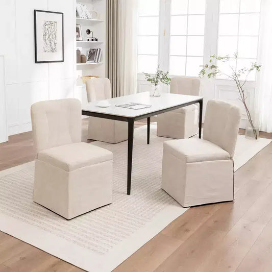 Lot de 2 chaises de salle à manger modernes en lin avec assise et dossier rembourrés, chaises de salle à manger sans accoudoirs rembourrées pour salle à manger ou cuisine-Panipeachy