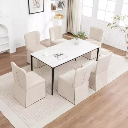 Lot de 2 chaises de salle à manger modernes en lin avec assise et dossier rembourrés, chaises de salle à manger sans accoudoirs rembourrées pour salle à manger ou cuisine-Panipeachy