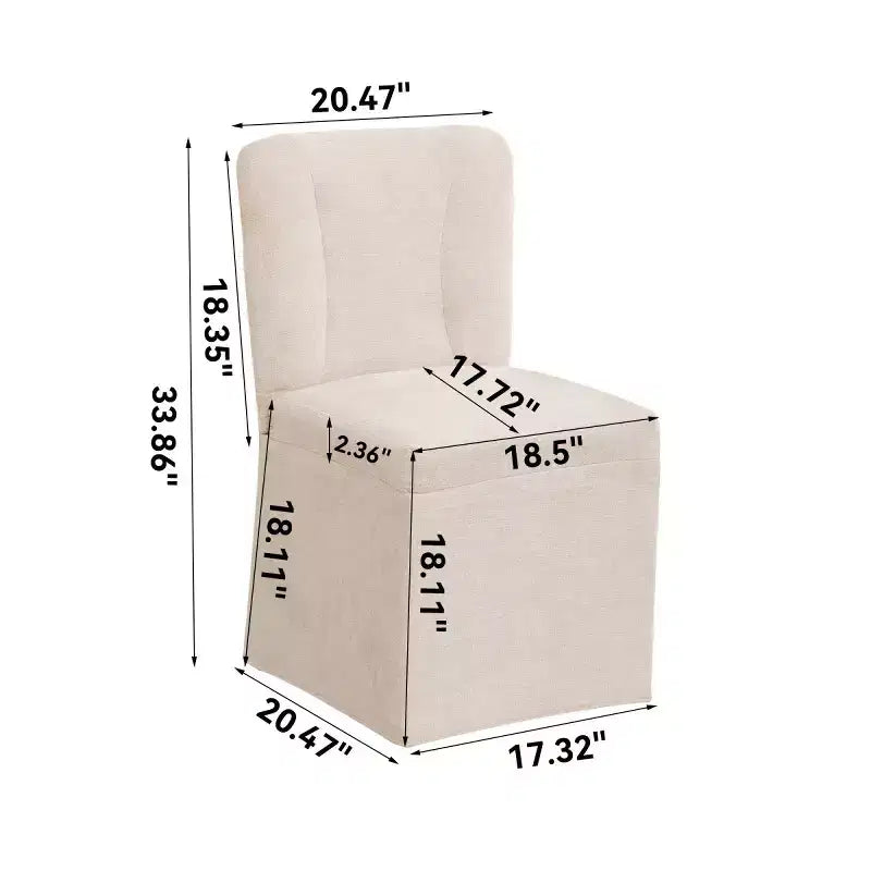 Lot de 2 chaises de salle à manger modernes en lin avec assise et dossier rembourrés, chaises de salle à manger sans accoudoirs rembourrées pour salle à manger ou cuisine-Panipeachy
