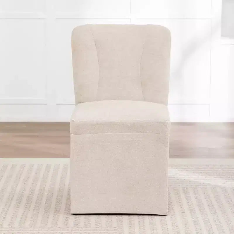 Lot de 2 chaises de salle à manger modernes en lin avec assise et dossier rembourrés, chaises de salle à manger sans accoudoirs rembourrées pour salle à manger ou cuisine-Panipeachy