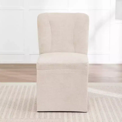 Lot de 2 chaises de salle à manger modernes en lin avec assise et dossier rembourrés, chaises de salle à manger sans accoudoirs rembourrées pour salle à manger ou cuisine-Panipeachy