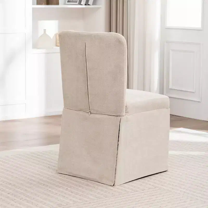 Lot de 2 chaises de salle à manger modernes en lin avec assise et dossier rembourrés, chaises de salle à manger sans accoudoirs rembourrées pour salle à manger ou cuisine-Panipeachy