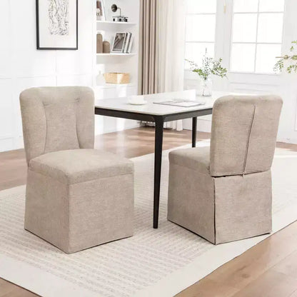Lot de 2 chaises de salle à manger modernes en lin avec assise et dossier rembourrés, chaises de salle à manger sans accoudoirs rembourrées pour salle à manger ou cuisine-Panipeachy