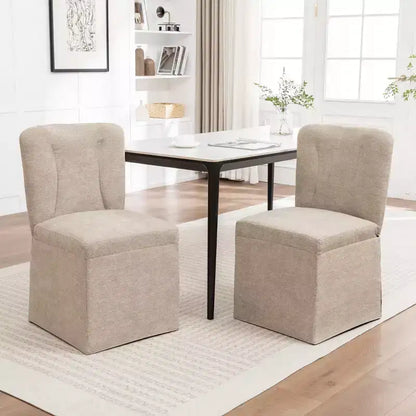 Lot de 2 chaises de salle à manger modernes en lin avec assise et dossier rembourrés, chaises de salle à manger sans accoudoirs rembourrées pour salle à manger ou cuisine-Panipeachy