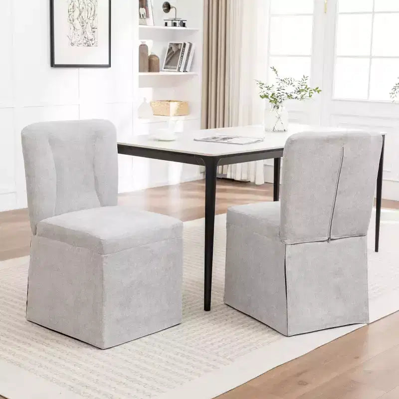 Lot de 2 chaises de salle à manger modernes en lin avec assise et dossier rembourrés, chaises de salle à manger sans accoudoirs rembourrées pour salle à manger ou cuisine-Panipeachy