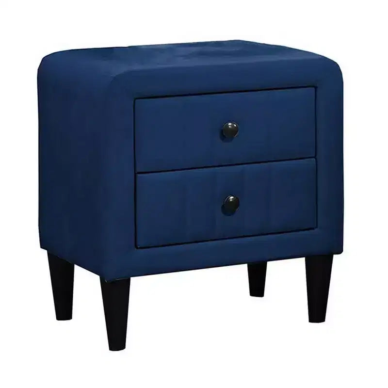 Table de chevet Royal Hampton, 2 tiroirs, 56 cm, velours bleu marine