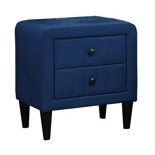 Table de chevet Royal Hampton, 2 tiroirs, 56 cm, velours bleu marine