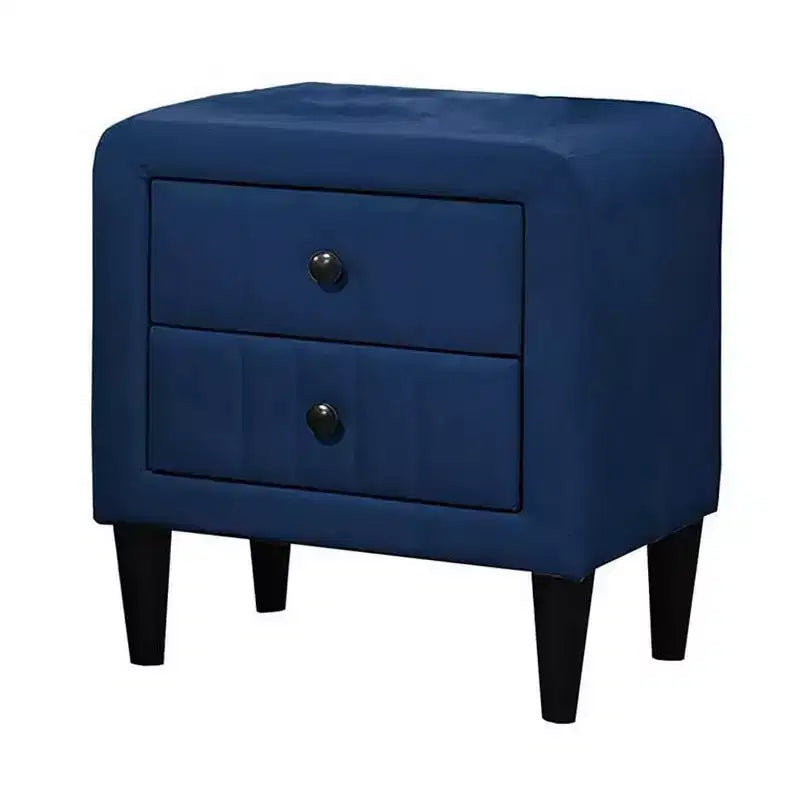 Table de chevet Royal Hampton, 2 tiroirs, 56 cm, velours bleu marine