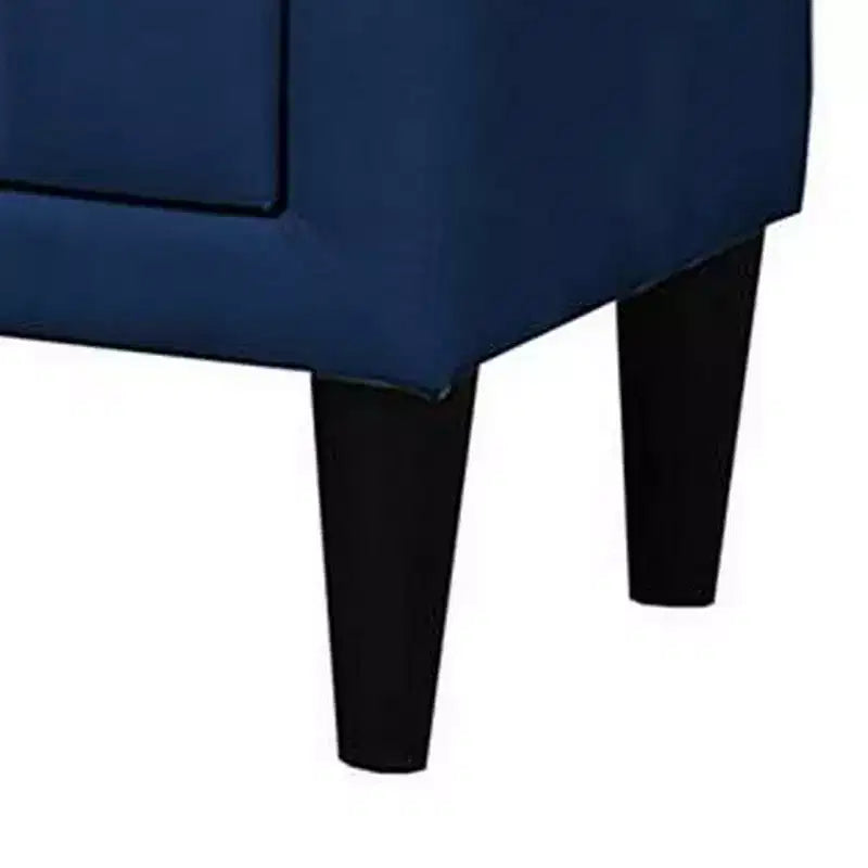 Table de chevet Royal Hampton, 2 tiroirs, 56 cm, velours bleu marine