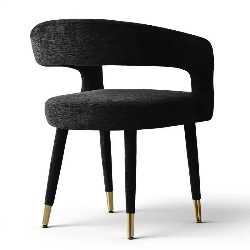 Lot de 8 chaises de salle à manger capitonnées en chenille avec accoudoirs, chaises modernes en tissu avec pieds en métal pour salle à manger ou cuisine - Panipeachy