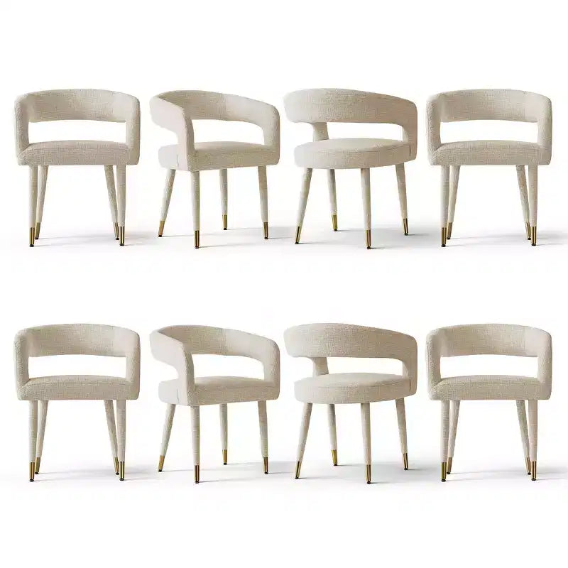 Lot de 8 chaises de salle à manger capitonnées en chenille avec accoudoirs, chaises modernes en tissu avec pieds en métal pour salle à manger ou cuisine - Panipeachy